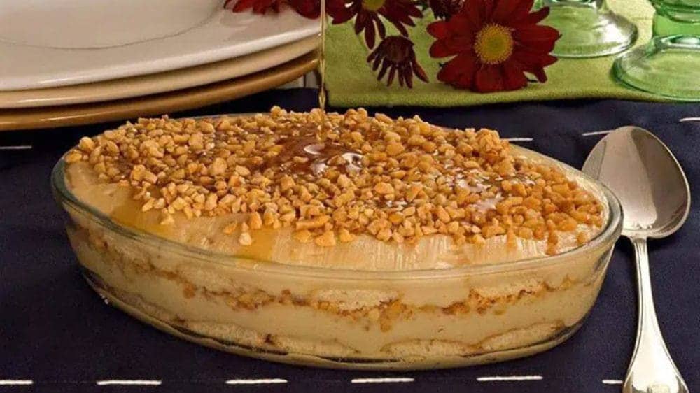 Pave cremoso de amendoim