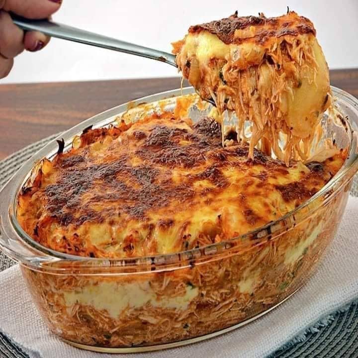 lasanha de batata com frango pro natal e ano novo