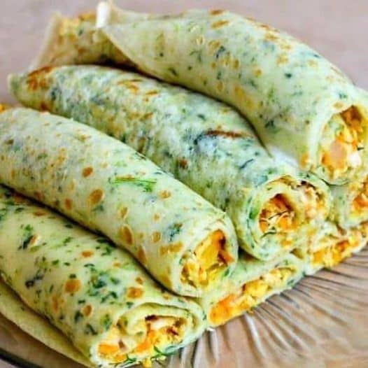 panqueca de espinafre com frango