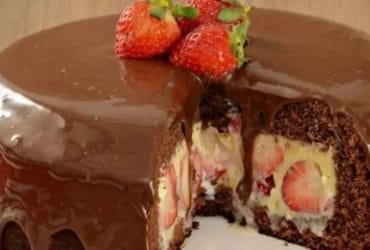 Receita de Bolo bombom de morango: receita cremosa