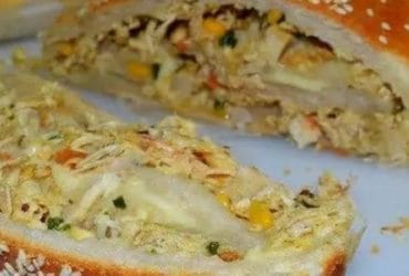 Receita de Pão recheado com frango: delicioso e cremoso!