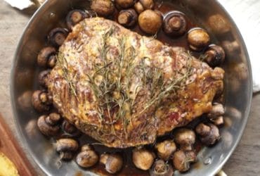 Receita de Fraldinha assada com molho cremoso de cogumelos