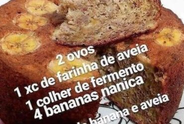 Receita de Bolo fit de banana e aveia: cremoso e fofinho