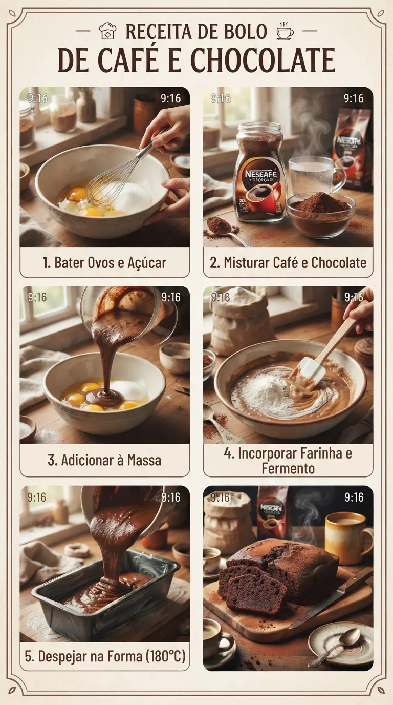 Modo de Preparo do Bolo de Café e Chocolate