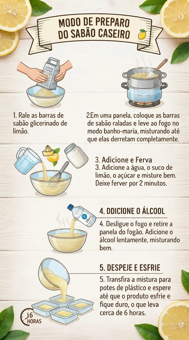 Modo de Preparo Sabão caseiro de limão