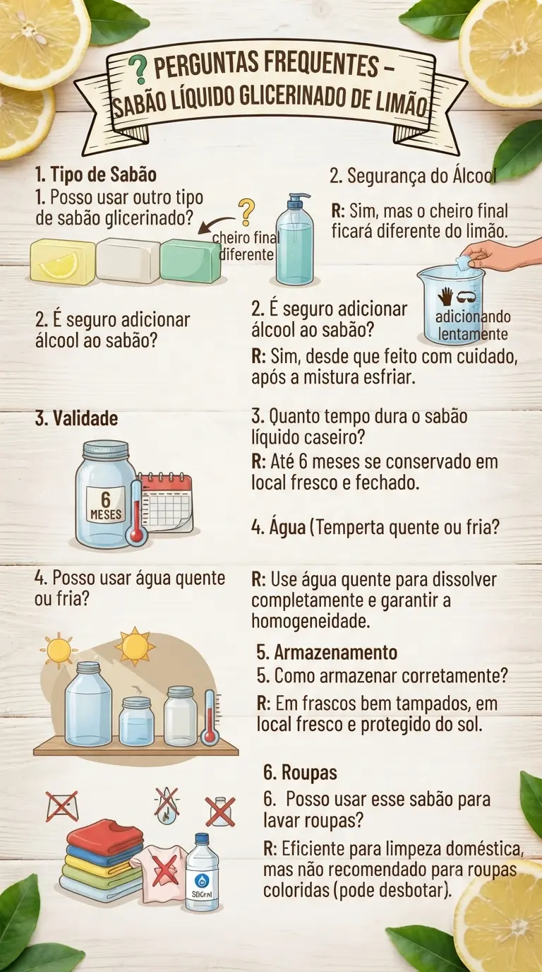 Perguntas Frequentes – Sabão Líquido Glicerinado de Limão