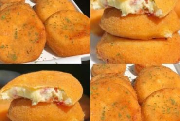 cebola empanada e recheada com creme de queijo