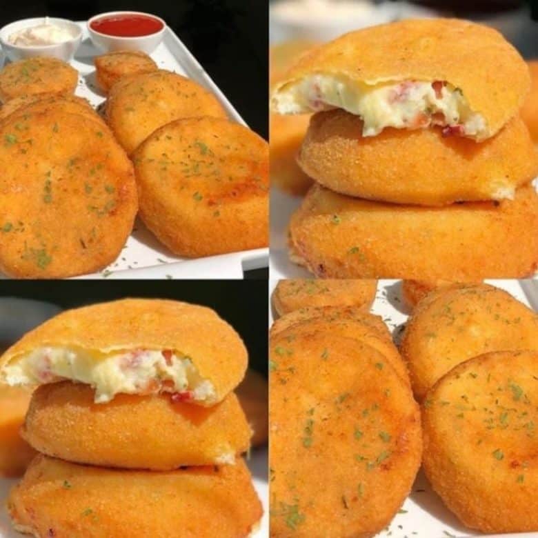 cebola empanada e recheada com creme de queijo