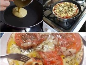 pizza de frigideira com massa caseira