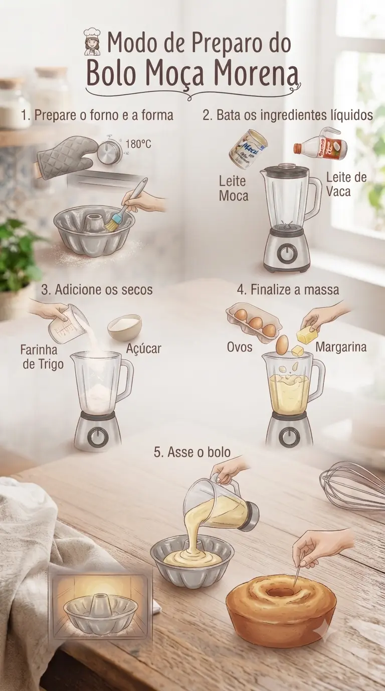 Modo de Preparo Bolo Moça Morena