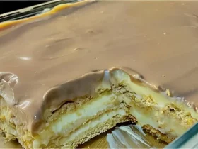 sobremesa fácil feita com biscoito creme e chocolate uma delícia