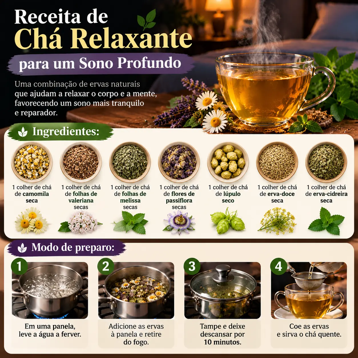 receita de chá relaxante