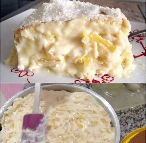 bolo cremoso de abacaxi com coco