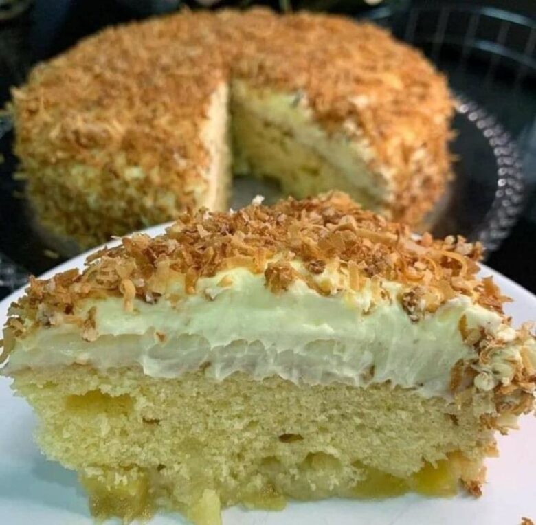 bolo de abacaxi com coco prático e saboroso
