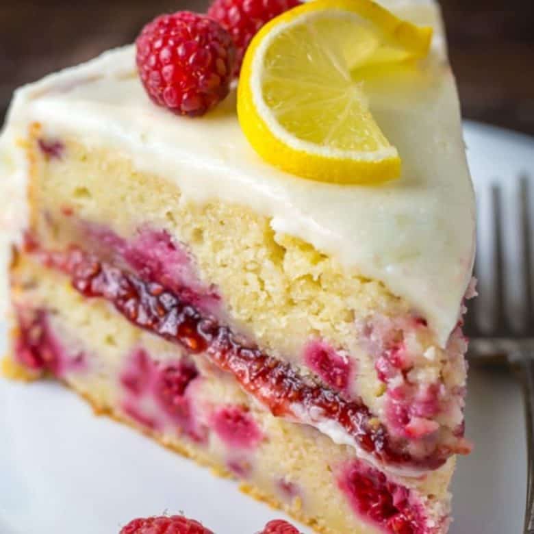 bolo de limão e framboesa