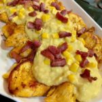filé de frango com creme de milho e bacon