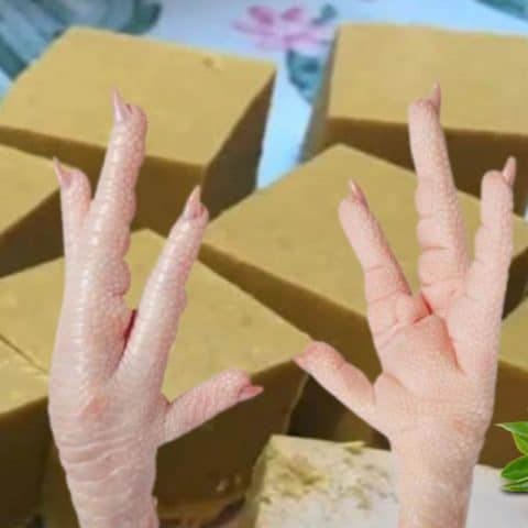 Geleia cremosa de pés de galinha