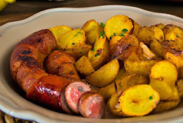 linguiça assada com batatas