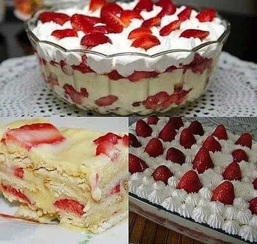 receita de pavê de morango