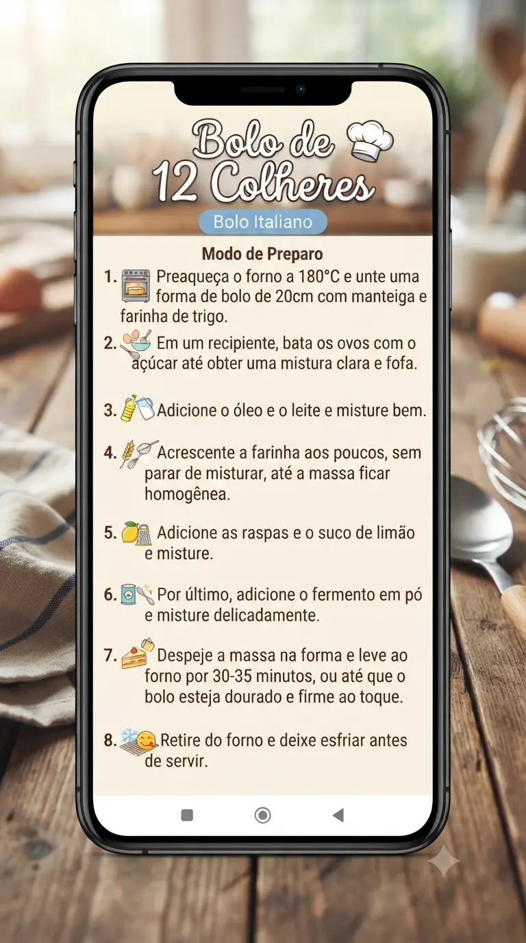 Bolo Italiano de 12 colheres modo de preparo