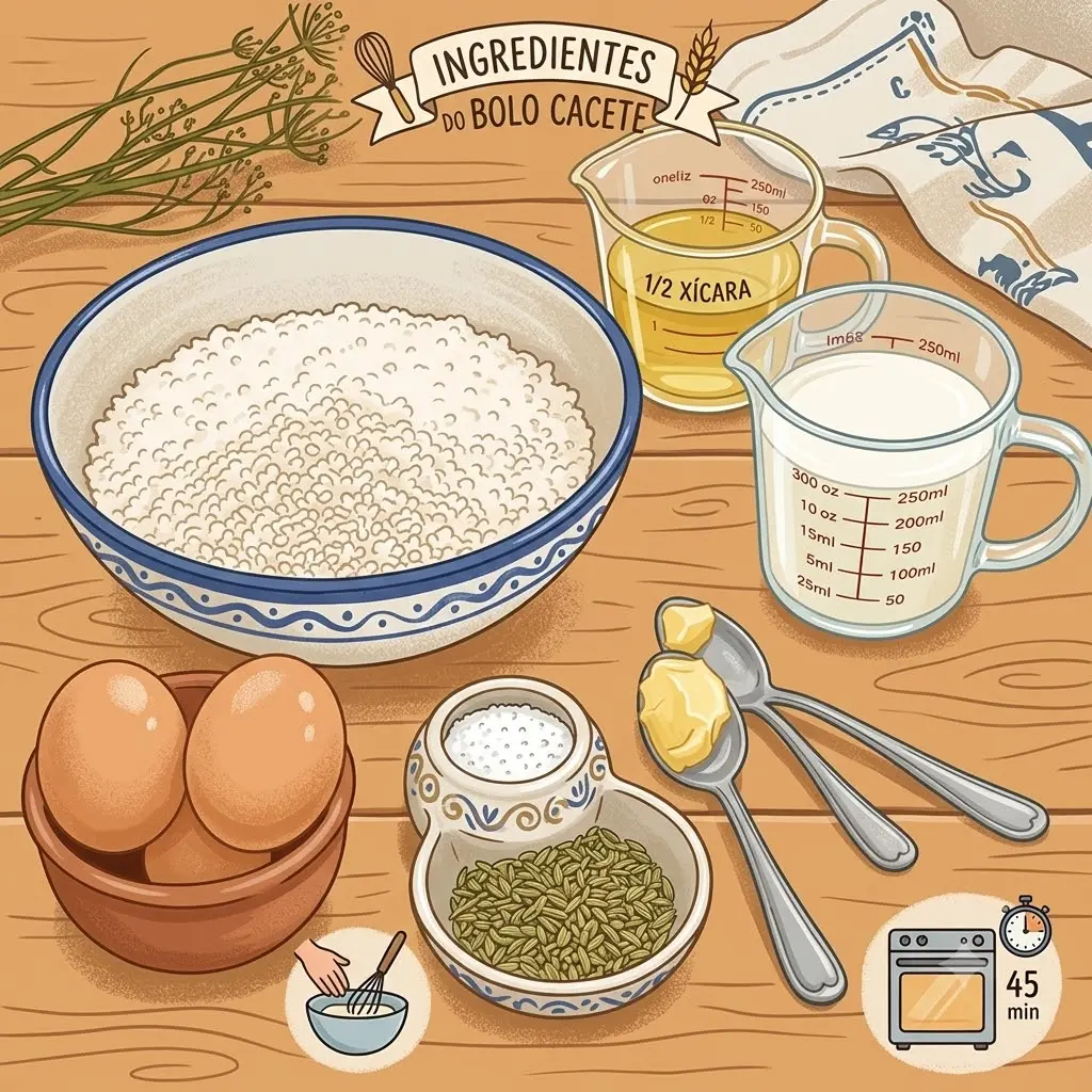 Ingredientes do bolo de cacete