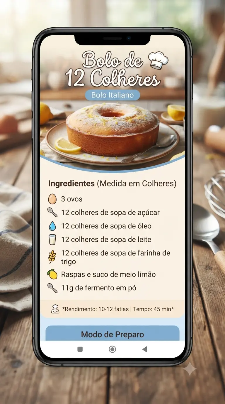 bolo de 12 colheres ingredientes