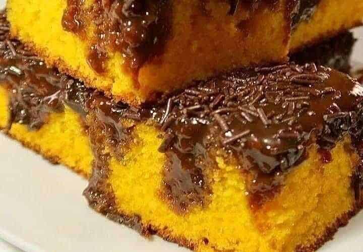 bolo de cenoura com cobertura de brigadeiro mole