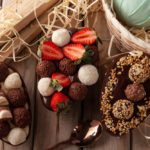 homemade,chocolate,easter,egg,,chestnut,and,nest,milk,on,a