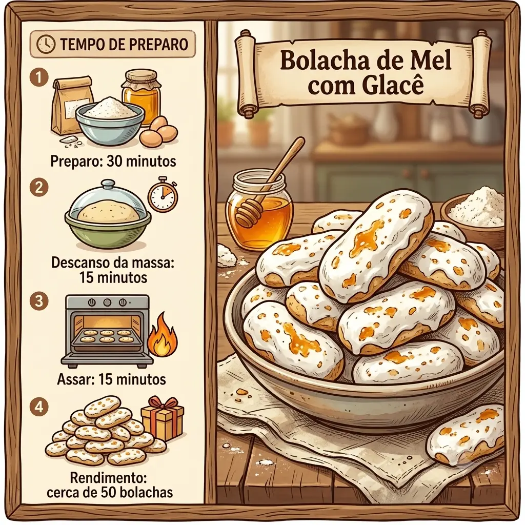 Bolacha de Mel com Glacê tempo de preparo