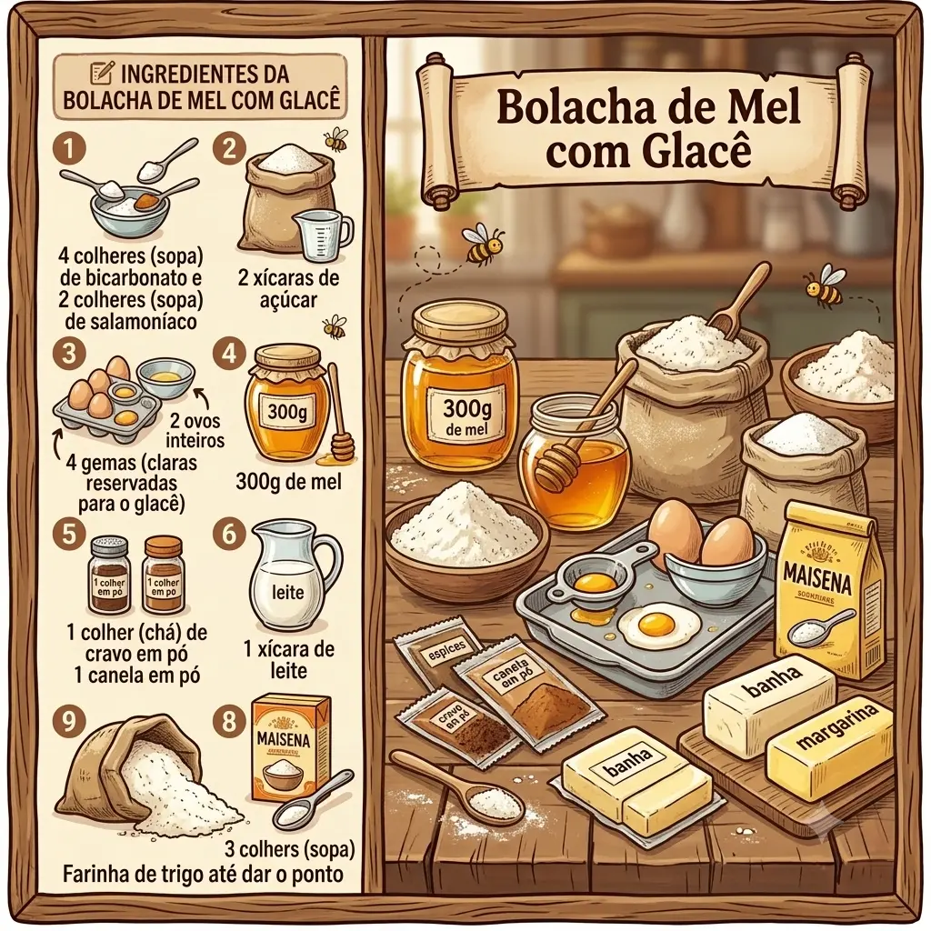 Ingredientes da Bolacha de Mel com Glacê