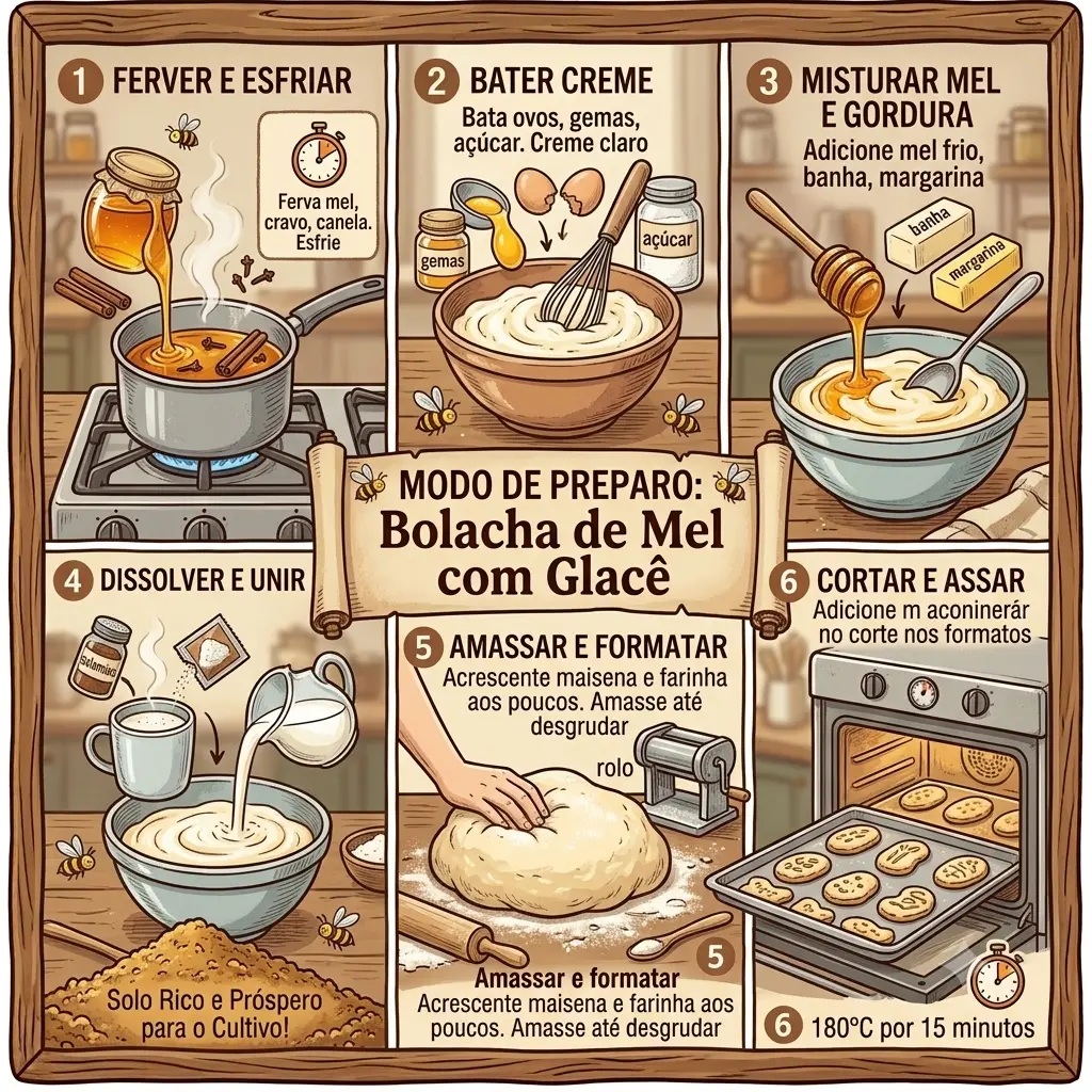 Modo de Preparo da bolacha de mel com glace