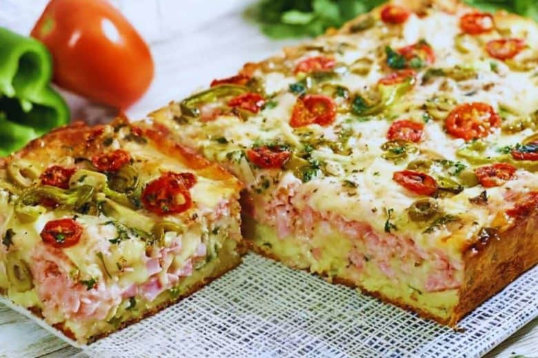 torta de presunto e queijo rápida