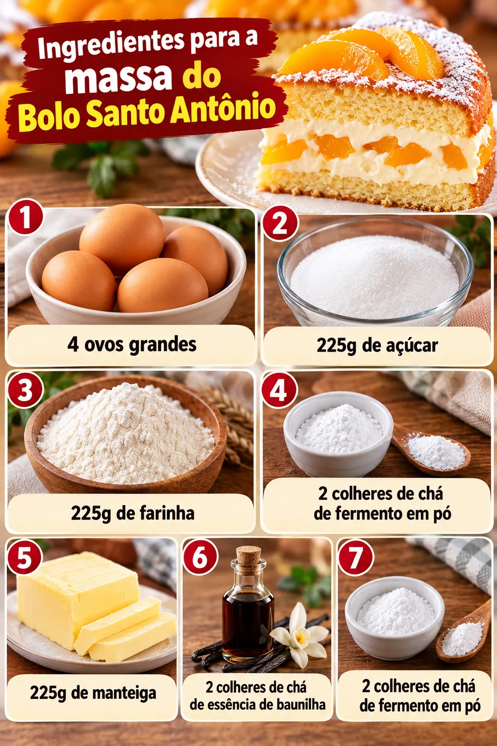 Ingredientes para a massa do Bolo Santo Antônio