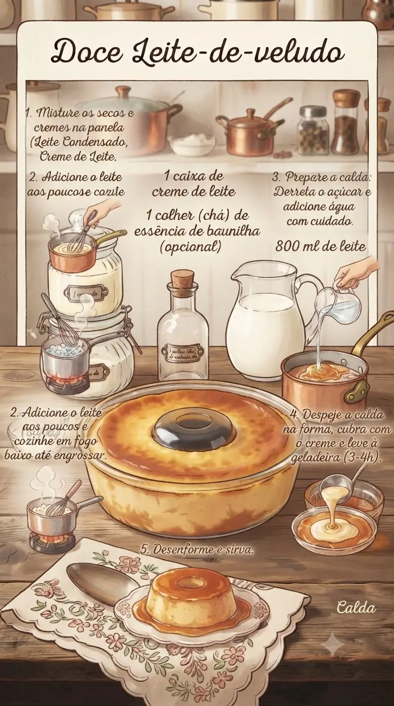 Modo de Preparo Doce Leite-de-veludo