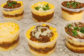 Cuscuz no pote cremoso à bolonhesa