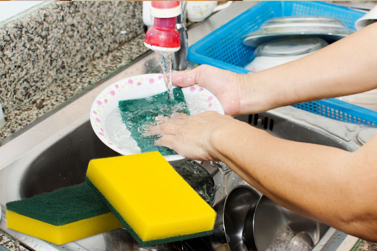 descubra como desinfetar a esponja de lavar pratos em sua cozinha
