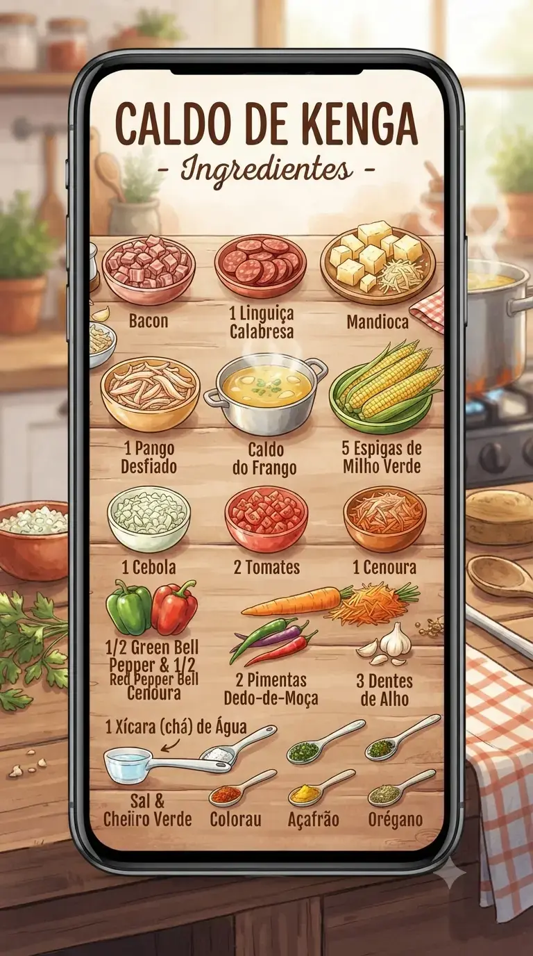 Ingredientes para o Caldo de Kenga