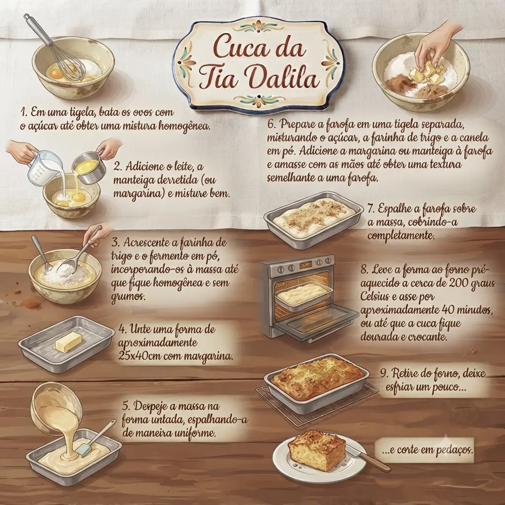 Modo de Preparo Cuca da Tia Dalila