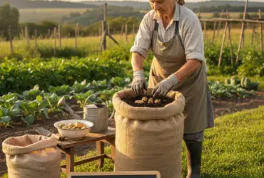 Plantar batata em sacos