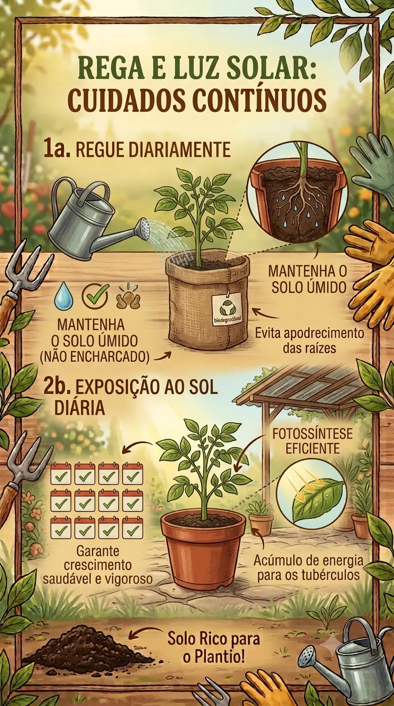 Rega e Luz Solar batatas