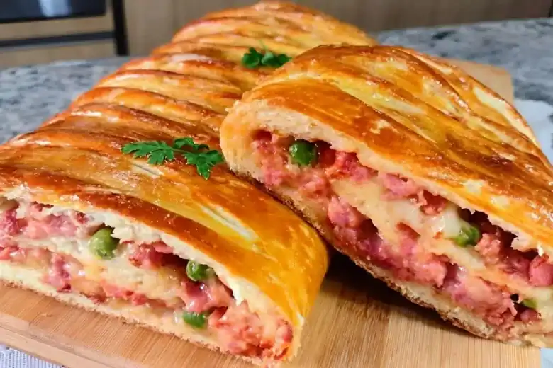 pão recheado com linguiça