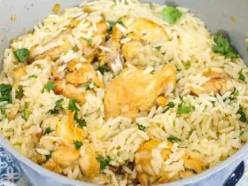 arroz e frango feito em uma panela só