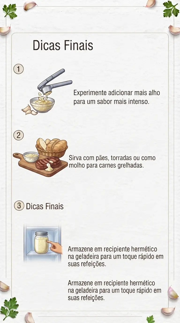 Dicas Finais creme de alho