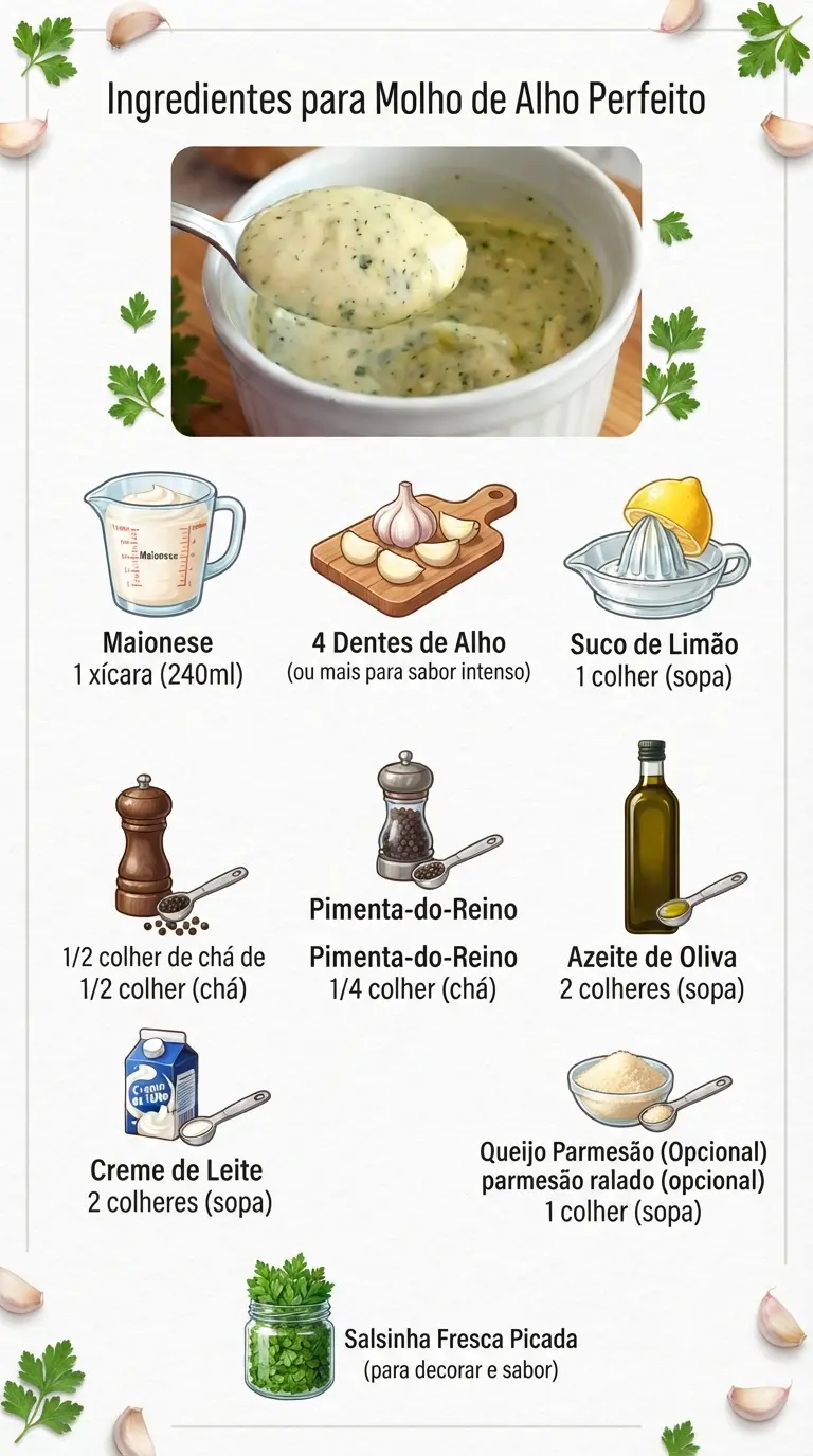 Ingredientes Creme de Alho Fácil