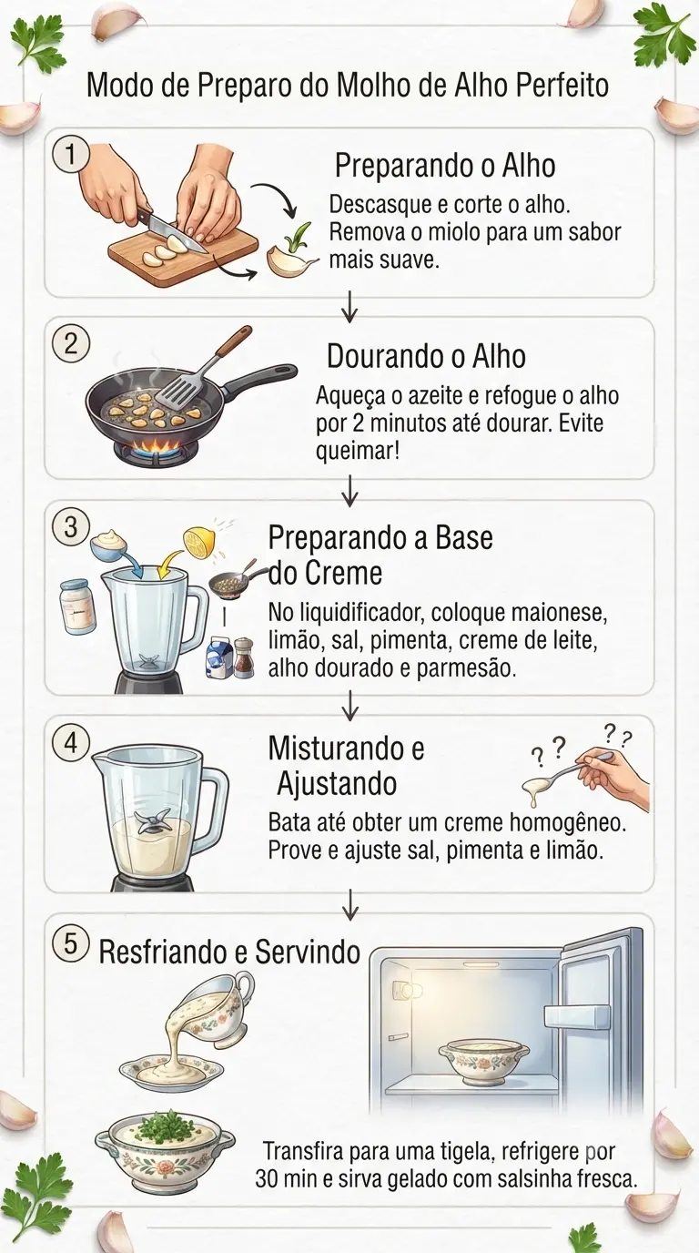 Modo de Preparo creme de alho