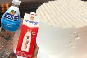 Queijo caseiro cremoso com ingredientes da sua casa