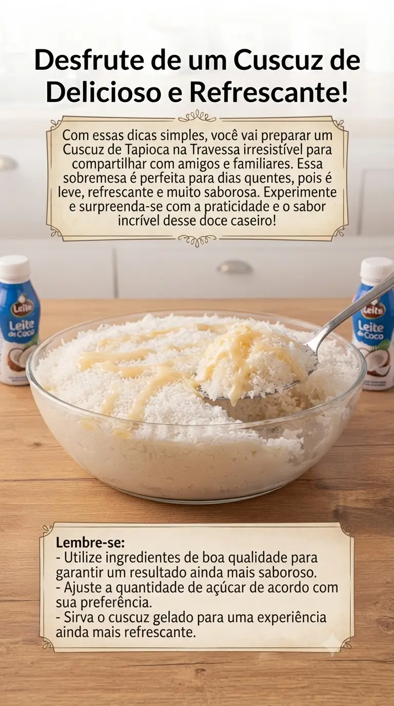 Desfrute de um Cuscuz de Tapioca Delicioso e Refrescante