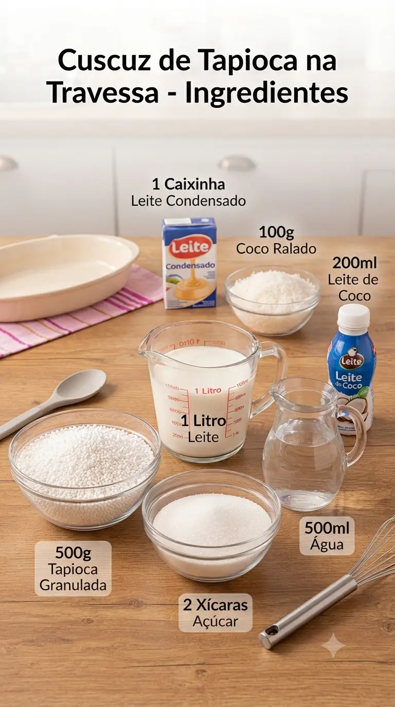 Ingredientes Cuscuz de Tapioca na Travessa