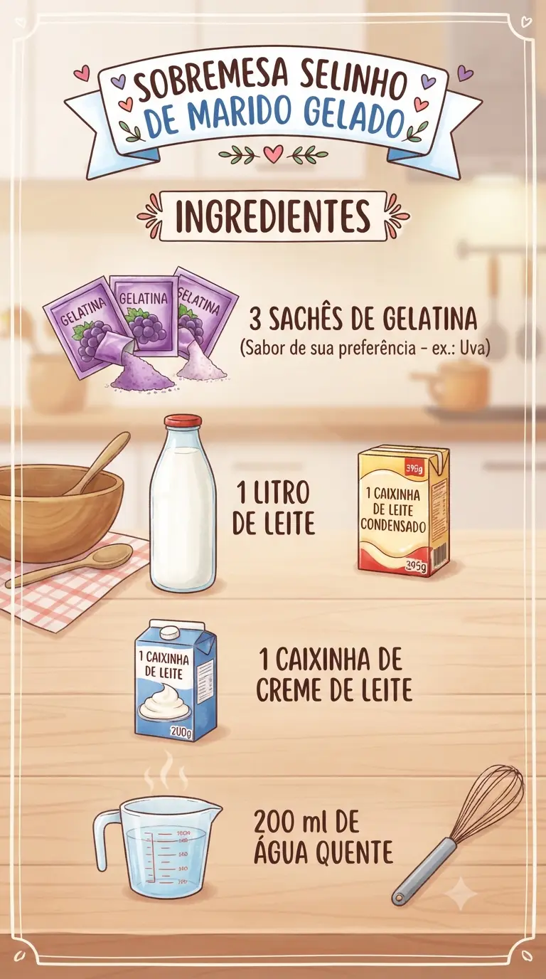 Ingredientes Sobremesa Selinho de Marido Gelado