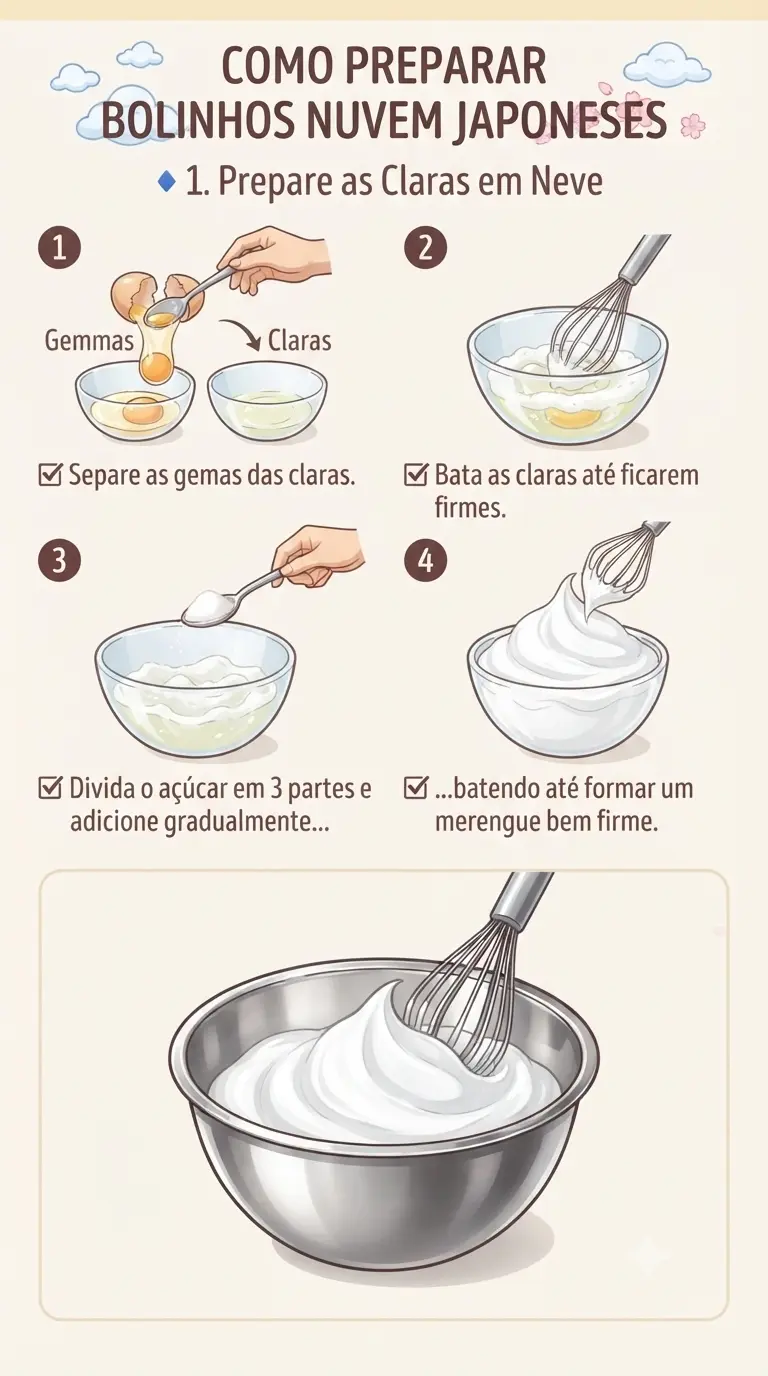 Prepare as Claras em Neve bolinho japones